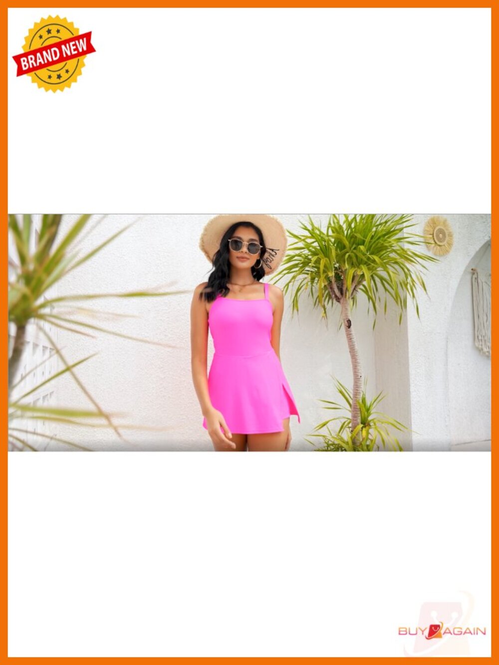 One Piece Swimdress with Tummy Control - Full Coverage Skirted Bathing Suit - Picture 5 of 5